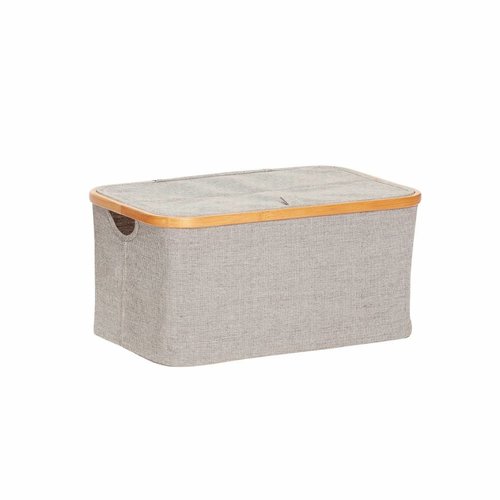 Hubsch opbergbox bamboe/textiel grijs - 45x30xh22 cm Hubsch opbergbox bamboe/textiel grijs - 45x30xh22 cm