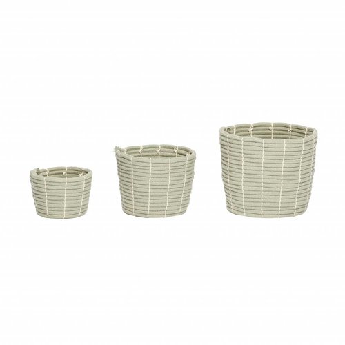 Hubsch opbergmand katoen grijs - set van 3 Hubsch opbergmand katoen grijs - set van 3