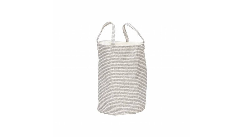 Hubsch wasmand textiel strepen grijs/wit - ø35x50 cm