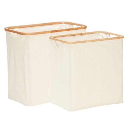 Hubsch Wasmand - bamboe, stof - 360304 - set van 2 Hubsch Wasmand - bamboe, stof - 360304 - set van 2