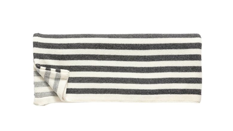 Hubsch plaid, lamswol, zwart/wit strepen, 130x200cm