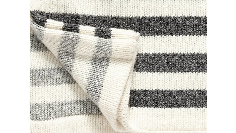 Hubsch plaid, lamswol, zwart/wit strepen, 130x200cm
