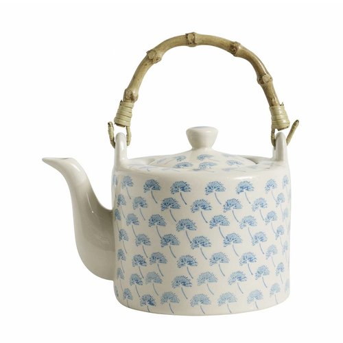 Nordal theepot blauw motief keramiek/bamboe Nordal theepot blauw motief keramiek/bamboe