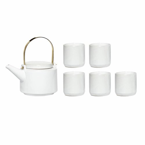Hubsch theepot/kopjes wit keramiek Hubsch theepot/kopjes wit keramiek