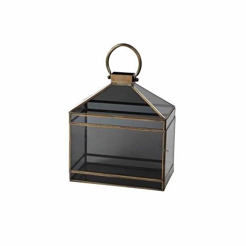 Broste Copenhagen windlicht blauw/goud glas/metaal Broste Copenhagen windlicht blauw/goud glas/metaal