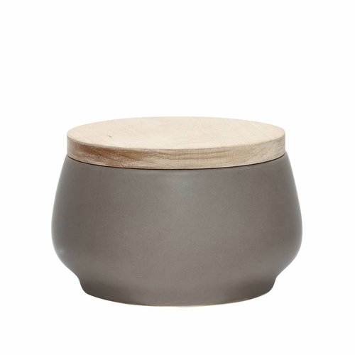 Hubsch opbergpot grijs keramiek/hout Hubsch opbergpot grijs keramiek/hout