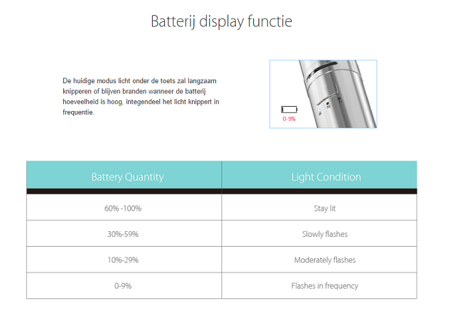 joyetech ego one batterij functie