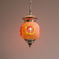 Hanglamp bol 15cm rood/oranje mozaïek