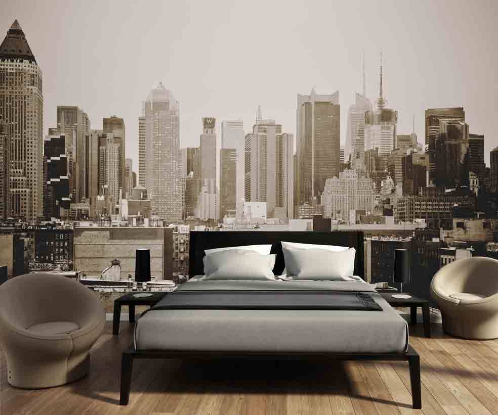 Fotobehang skyline manhattan zwart wit walldesign56.com