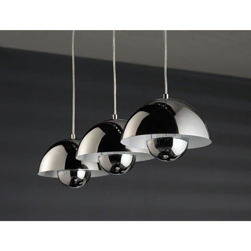 Het Landhuys Hanging lamp Round 3 semicircular hood Chrome Het Landhuys Hanging lamp Round 3 semicircular hood Chrome