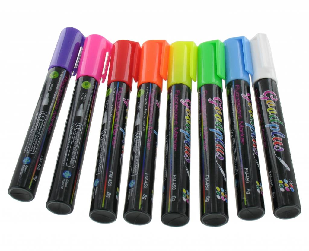 8 Stifte Marker für LED Schreibtafeln Point 10mm oder Block Bullet 5mm 