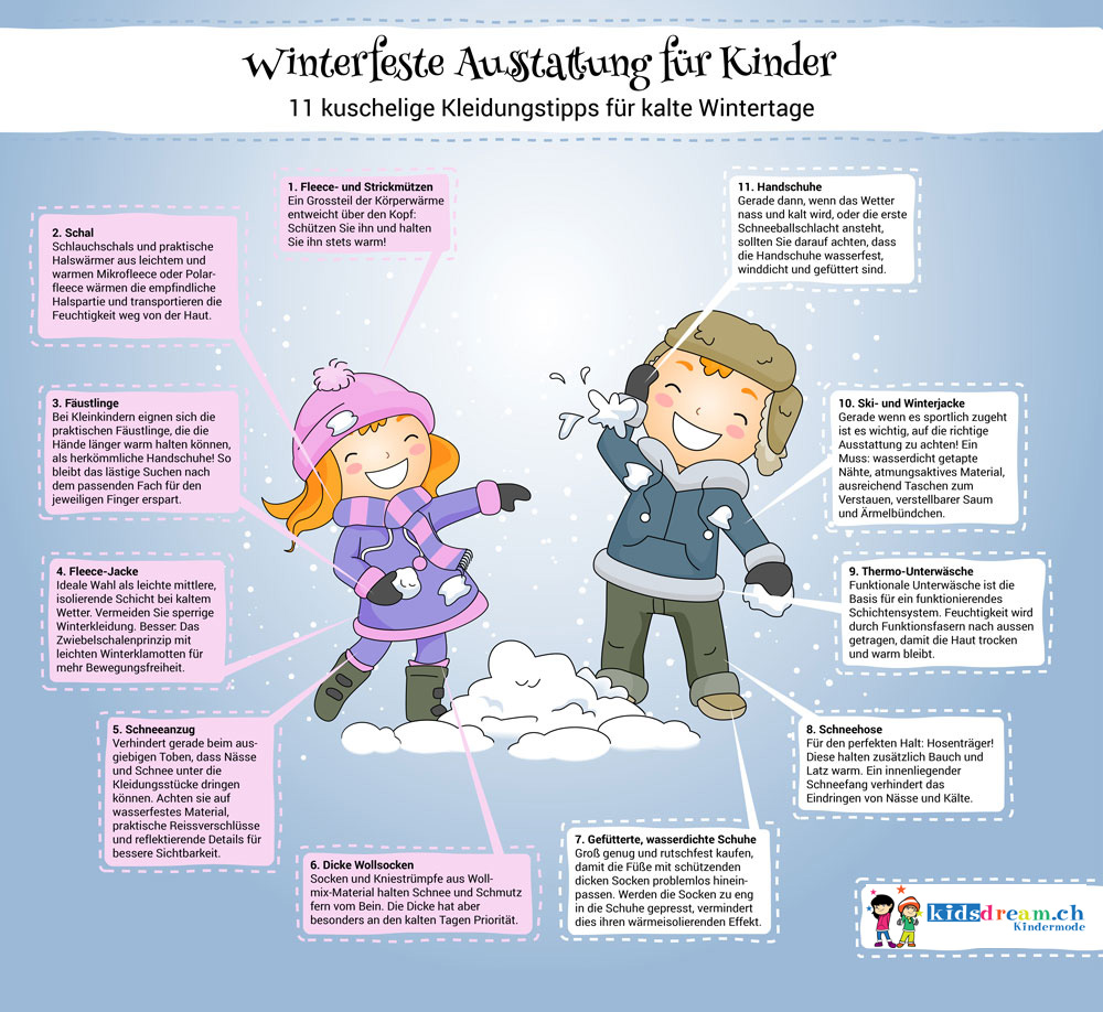 11 Tipps zur Auswahl der richtigen Winterkleidung für Kinder - Infografik