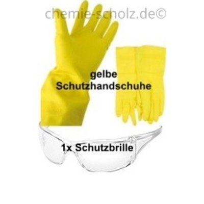 Schutzbrille + Schutzhandschuhe