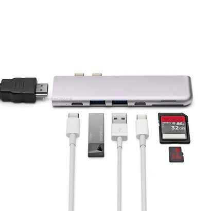 MINIX NEO C D USB-C Multiport Adapter voor MacBook Pro grijs