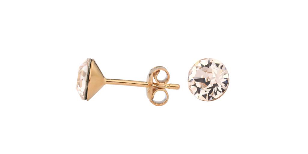 Earrings Rose Gold Swarovski Crystal 6mm Arlizi 1025 Earrings Champagne Swarovski Crystal Ear Studs Rose Gold Plated Silver Arlizi 1025 Lucy