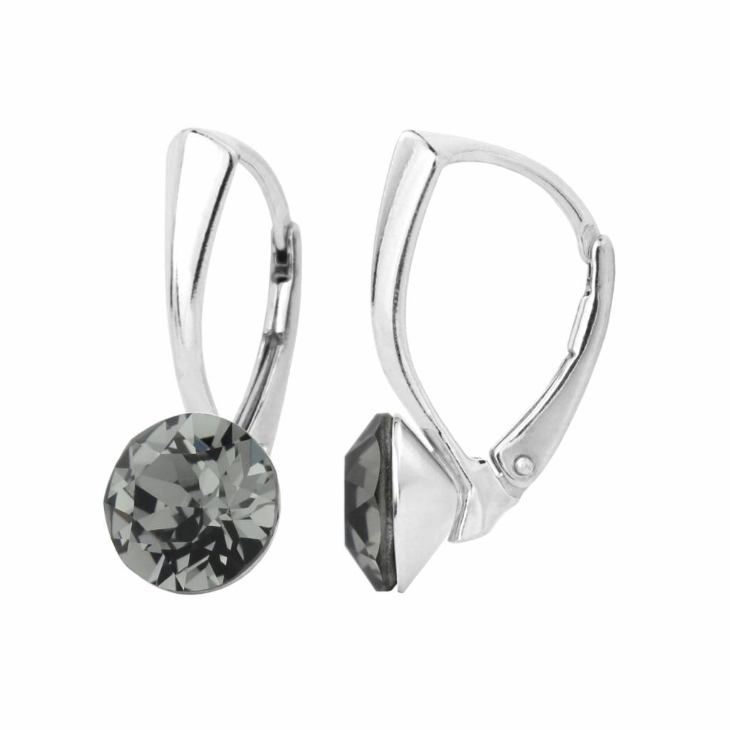 Earrings Grey Swarovski Crystal 925 Silver Arlizi 1255 Earrings Grey Swarovski Crystal 8mm Sterling Silver Arlizi 1255 Lucy