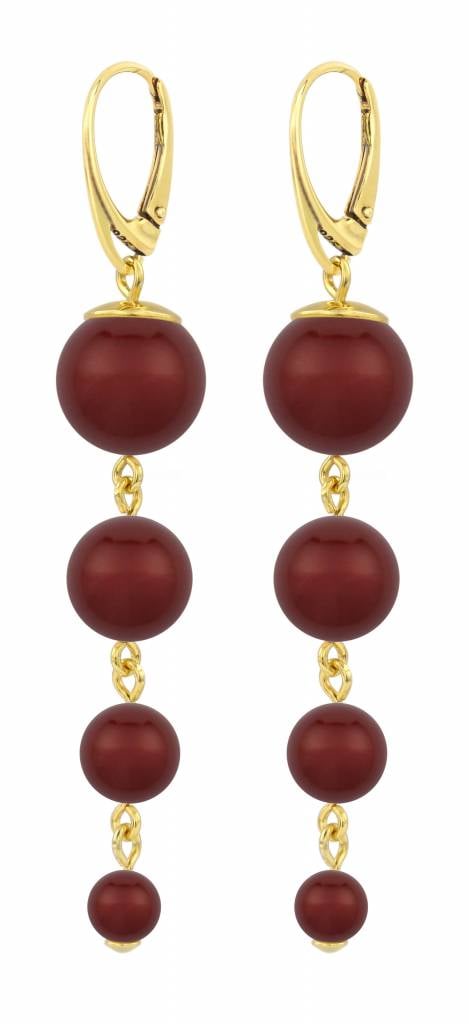 Pearl Earrings Red Sterling Silver Gold Plated Arlizi 1341 Pearl Earrings Bordeaux Red Gold Plated Sterling Silver Arlizi 1341 Nora