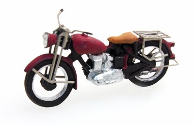 Motorrad Triumph zivil, rot, 1:87 Fertigmodell aus Resin, lackiert
