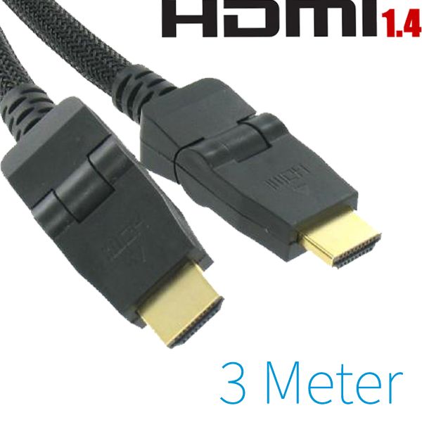 HDMI naar HDMI 3 Meter Met 2x 90° Connector
