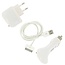 Thuislader / autolader voor iPhone 3G / 3GS / 4 / 4S – 3-in-1 oplaad-set – Wit