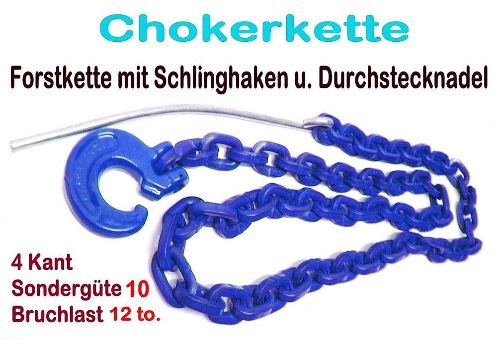 Chaîne Forestière 10mm - 2m Avec Crochet - Résistance 12,6t