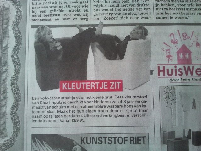 KidZ ImpulZ kinderfauteuil in Telegraaf