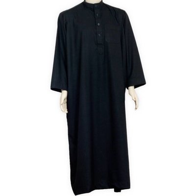 Arabischer Kaftan, Galabiyah m. Stehkragen in Schwarz