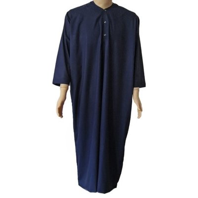 Arabischer Kaftan, Djellaba m. Rundkragen in Dunkelblau