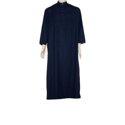 Arabischer Kaftan, Galabiyah m. Stehkragen in Dunkelblau