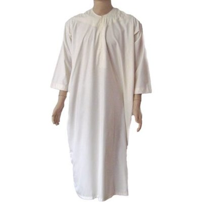 Arabischer Kaftan, Jellaba m. Rundkragen in Creme