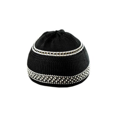 Black-White crocheted cap / one size