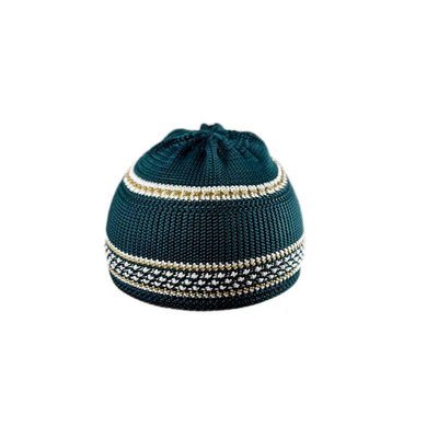 Green-White crocheted cap / one size