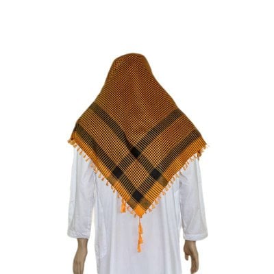 Large Scarf - Shemagh in Orange-Black 120x115cm