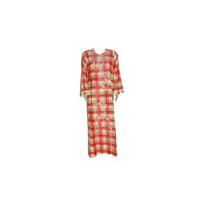 Arab Jilbab Kaftan in Red with check pattern
