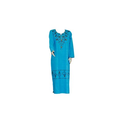 Djellaba kaftan for ladies in turquoise with embroidery
