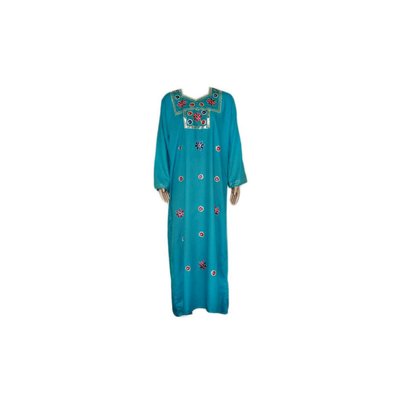 Djellaba kaftan for ladies in turquoise with embroidery