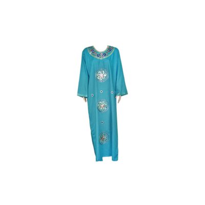 Djellaba kaftan for ladies in turquoise blue with embroidery