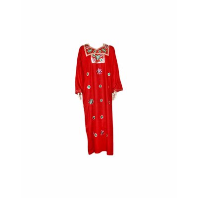 Djellaba Kaftan for Women in red with embroidery