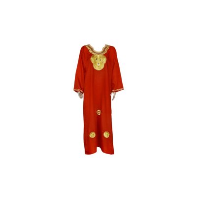 Djellaba Kaftan for Women in red with golden embroidery