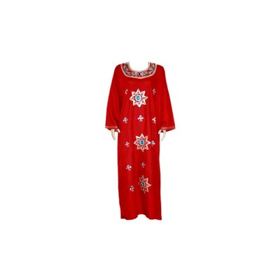 Djellaba Kaftan für Damen in Dunkelrot mit Stickerei