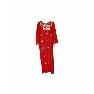Djellaba kaftan for ladies in dark red with sequins embroidery
