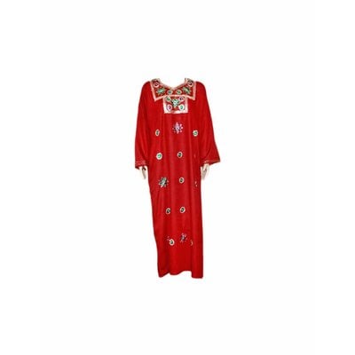Djellaba Kaftan für Damen in Dunkelrot mit Paillettenstickerei