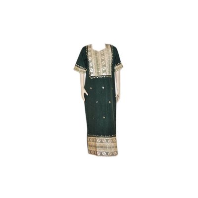 Jilbab kaftan for ladies with Applications - Dark Green