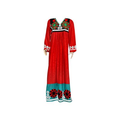 Arab Jilbab Kaftan in Red with colorful embroidery