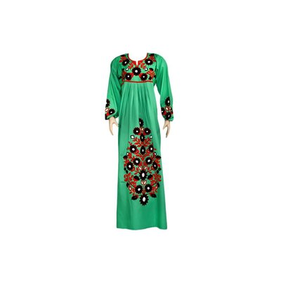 Arab Jilbab Kaftan in Green with Embroidery