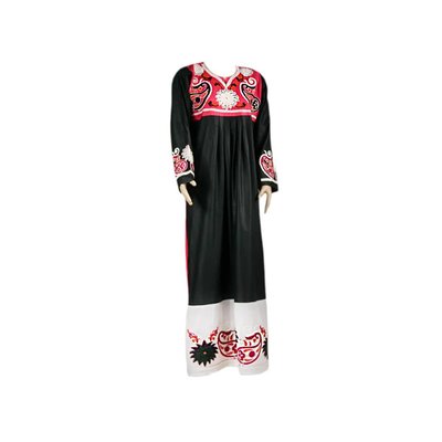 Arabischer Jilbab-Kaftan - Zweifarbig mit bunter Stickerei