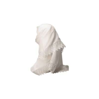 White scarf with lace - triangular scarf Hijab