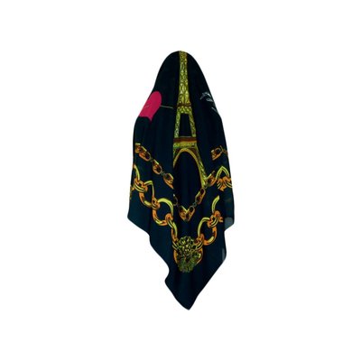 Square scarf in shades of green viscose