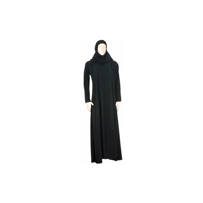 Black Abaya coat with scarf and elastic sleeves with pearls