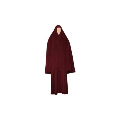 Abayah coat with khimar - Warm Set in Dark Red